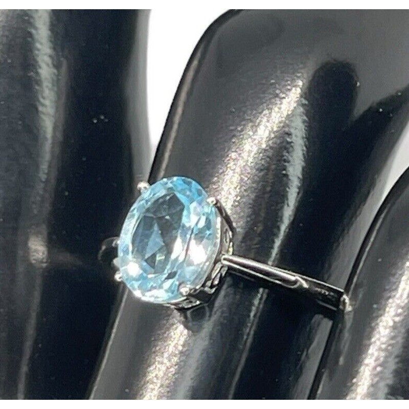 LUXY Gems Natural Blue Topaz Sterling Silver Ring (1.5 ct) Luxury Fashion (Sz 8)