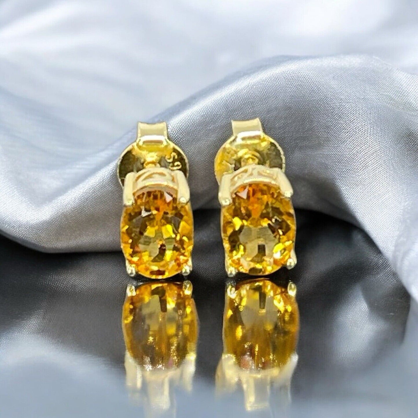 LUXY Gems Natural Citrine 18K Gold Vermeil Stud Earrings (1.4 ct.) Luxury Trendy