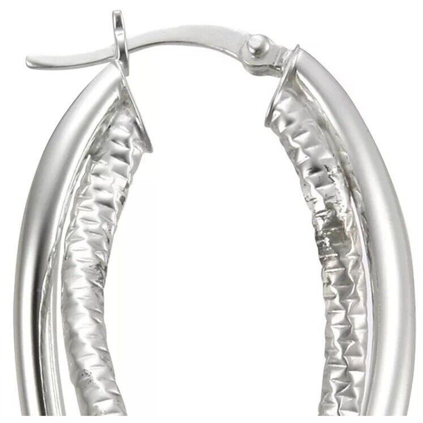 Sterling Silver Textured Twist Hoop Earrings Chic Trendy Fashion Intricate Style