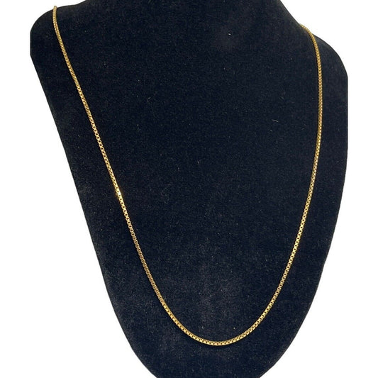 18K Gold Vermeil Box Chain Necklace 24” Dainty Chic Trendy Fashion Stylish NWT