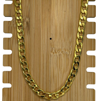 Thick Gold Plate Cuban Chain Necklace Mens 28” (8mm) Bling Flashy Everyday Wear