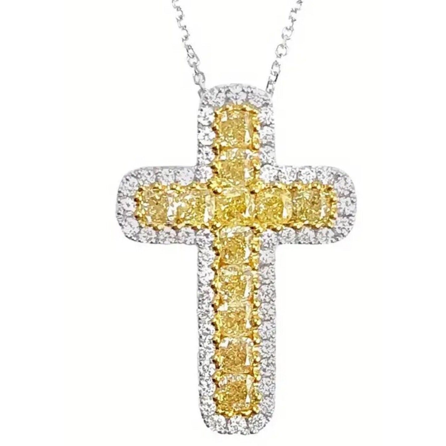 Silver Plated Crystal Cross Pendant Necklace Stunning Chic Style Faith Elegant