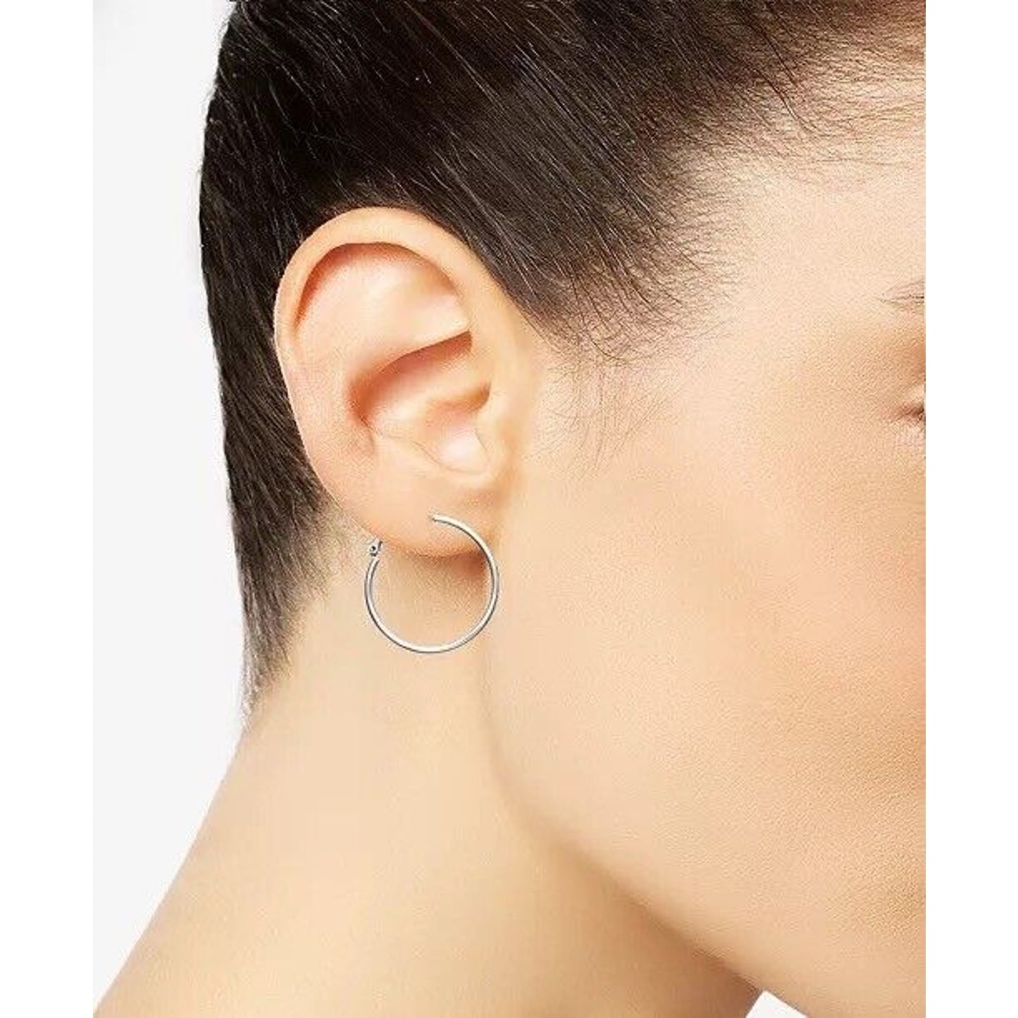 Sterling Silver Hoop Earrings Fashion Minimal Stylish Shiny Trendy Everyday Wear