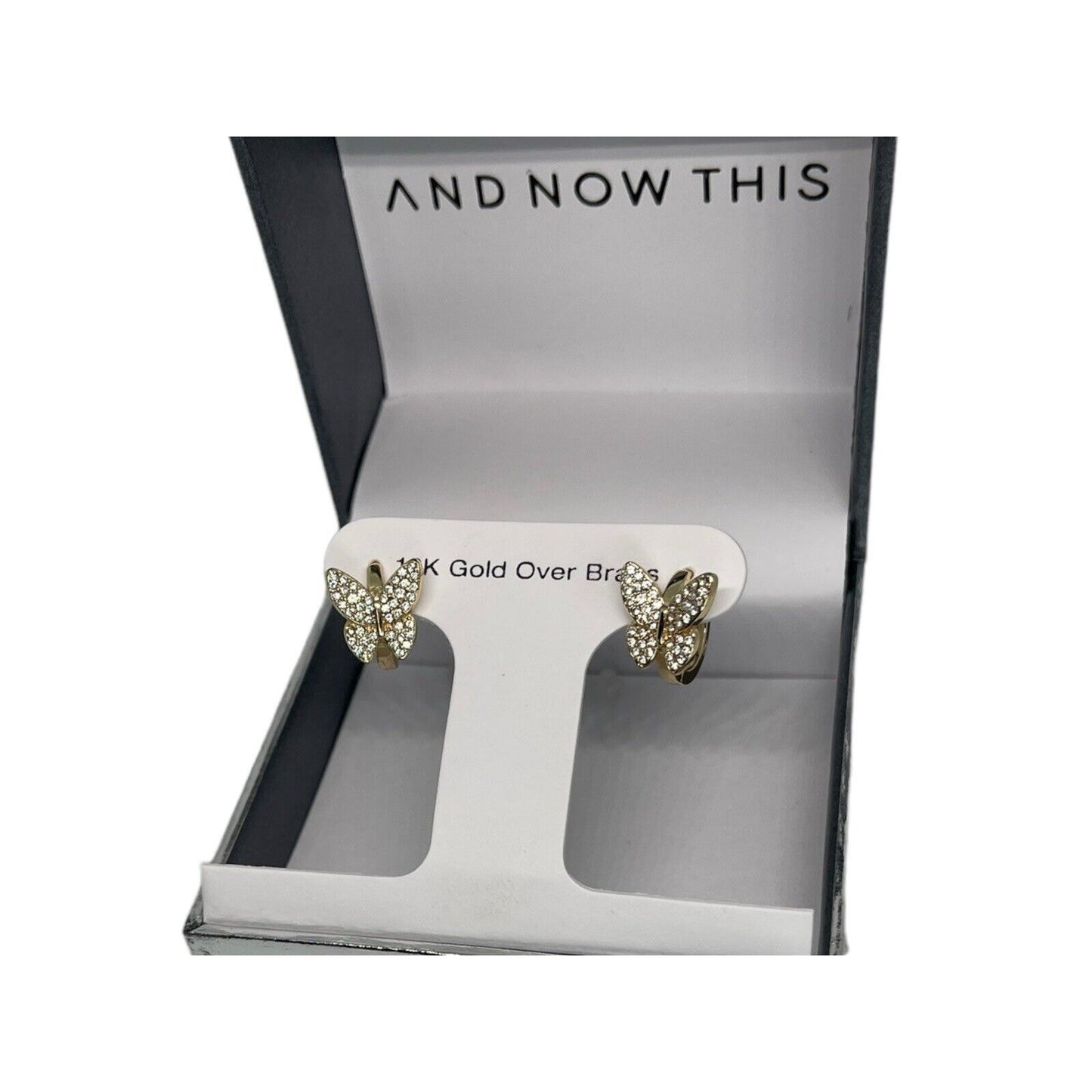 18K Gold Plate Butterfly Earrings Chic Stylish Fashion Intricate Stunning NWT