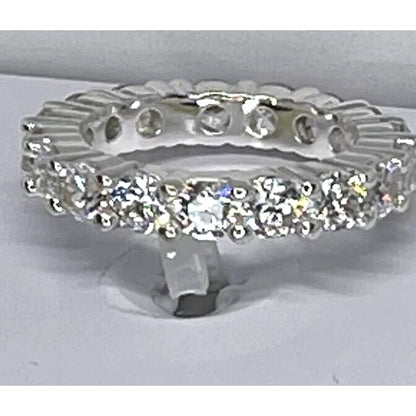 Silver Plated CZ Band Ring (Sz 7) Chic Stylish Trendy Fashion Elegant Stunning