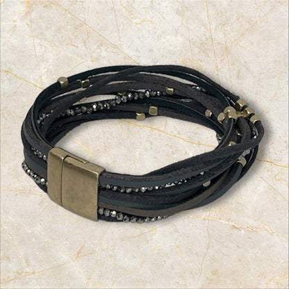 Lonna Lily Gold Tone Flex Bracelet Faux Leather Fashion Elegant Chic Stylish NEW