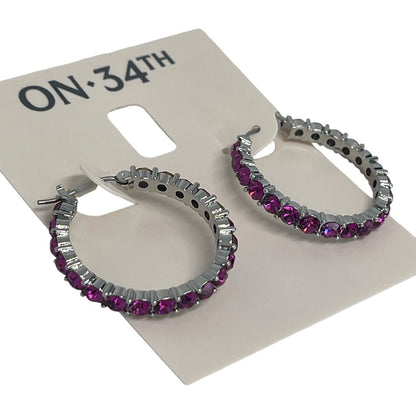 Silver Tone Crystal Hoop Earrings Elegant Chic Style Fashion Stunning Style NWT