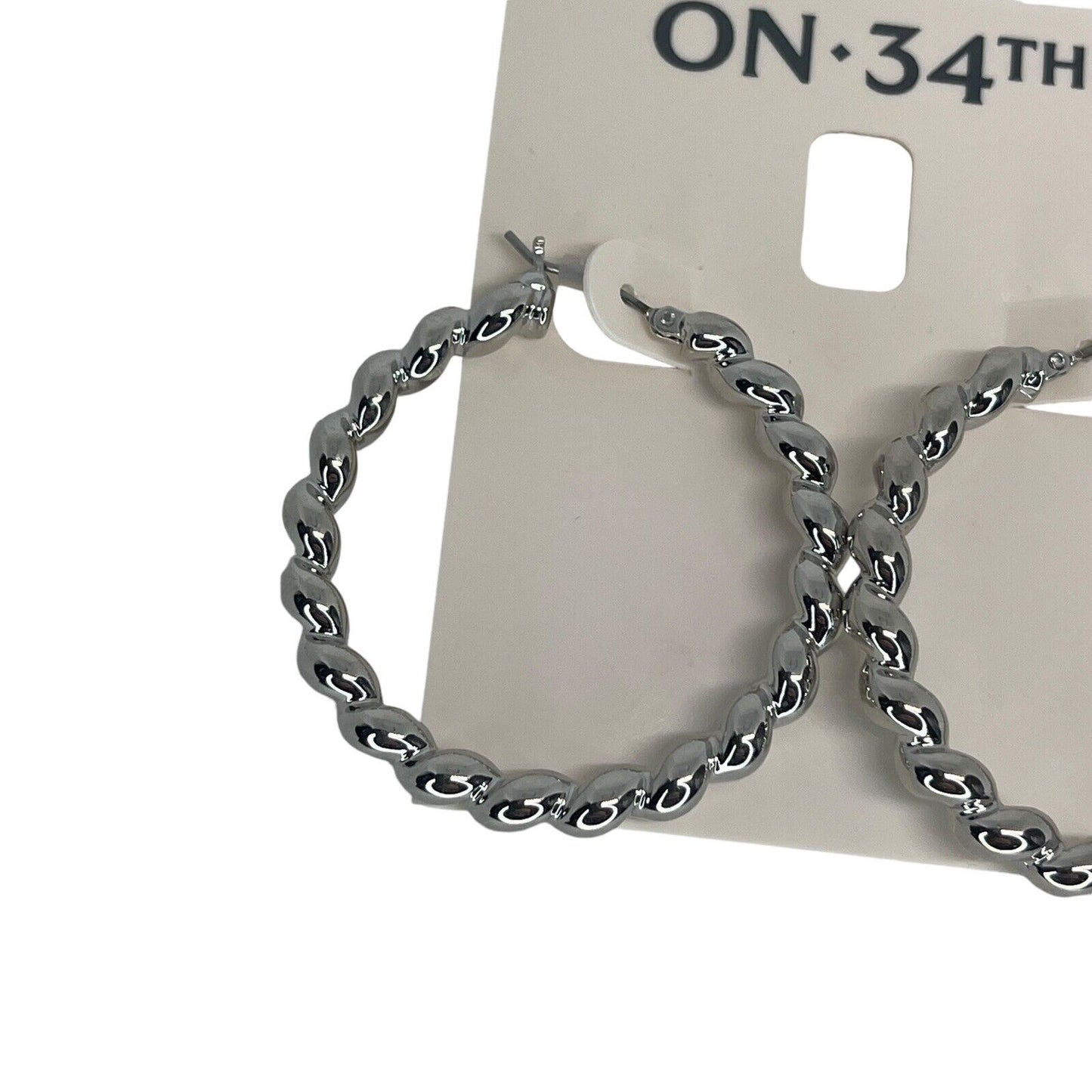 Silver Tone Twisted Hoop Earrings Fashion Stylish Chic Stunning Trendy Statement