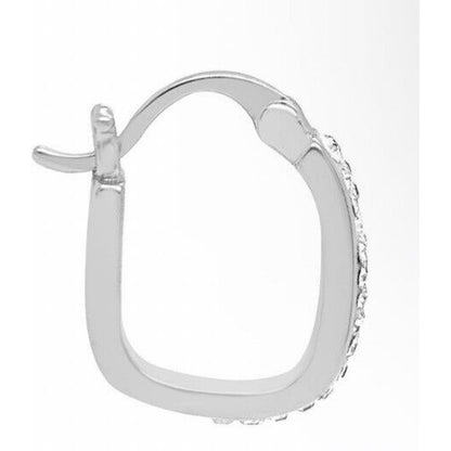 Silver Tone Hoop Earrings Set Women's Chic Crystal Elegant Trendy Fashion NWT