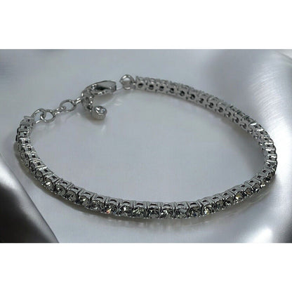 Silver Tone Crystal Flex Tennis Bracelet Fashion Stylish Trendy Shiny Chic NWT