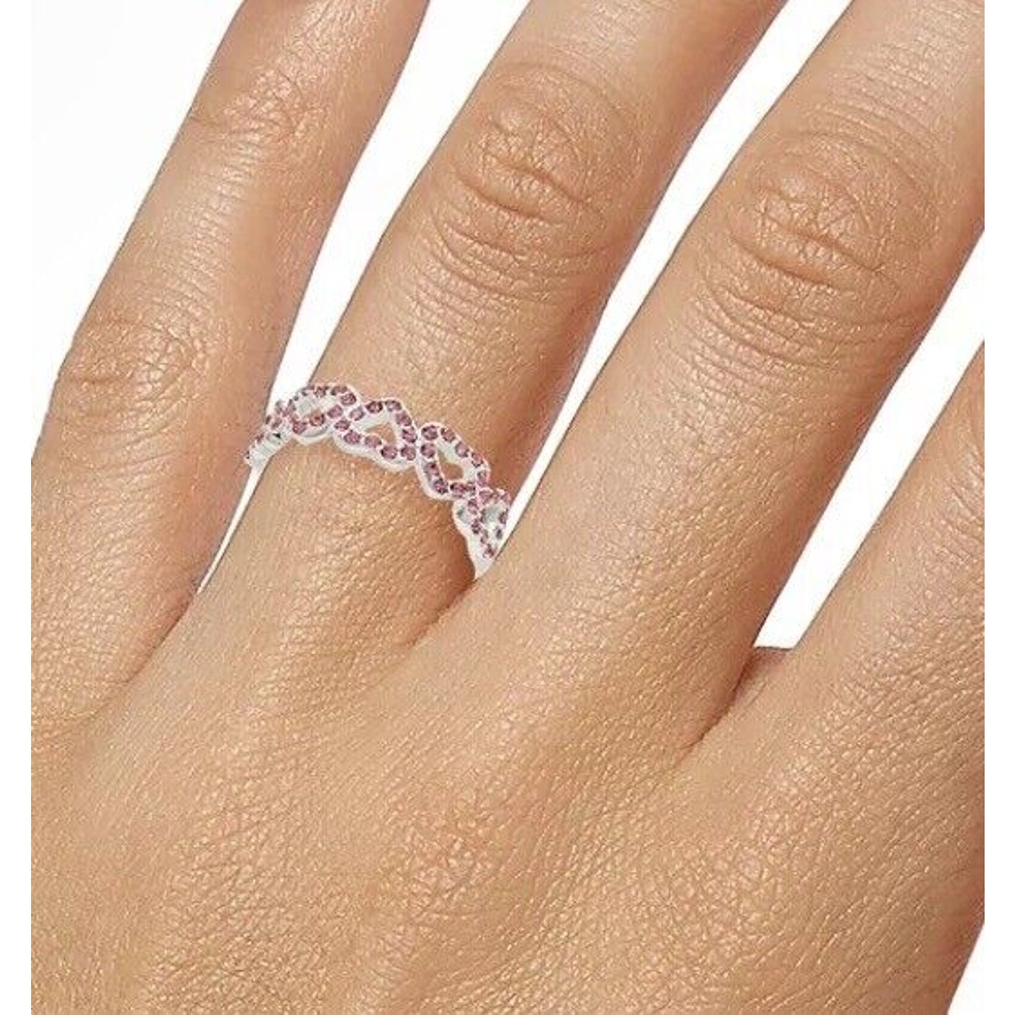 Silver Plated Heart Ring (Sz 10) Crystal Women's Fashion Trendy Style Chic NWT