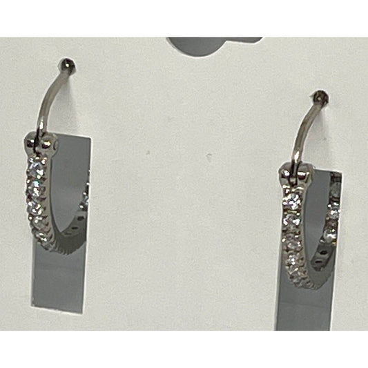 Sterling Silver CZ Hoop Earrings Chic Stylish Elegant Shiny Trendy Fashion NWT