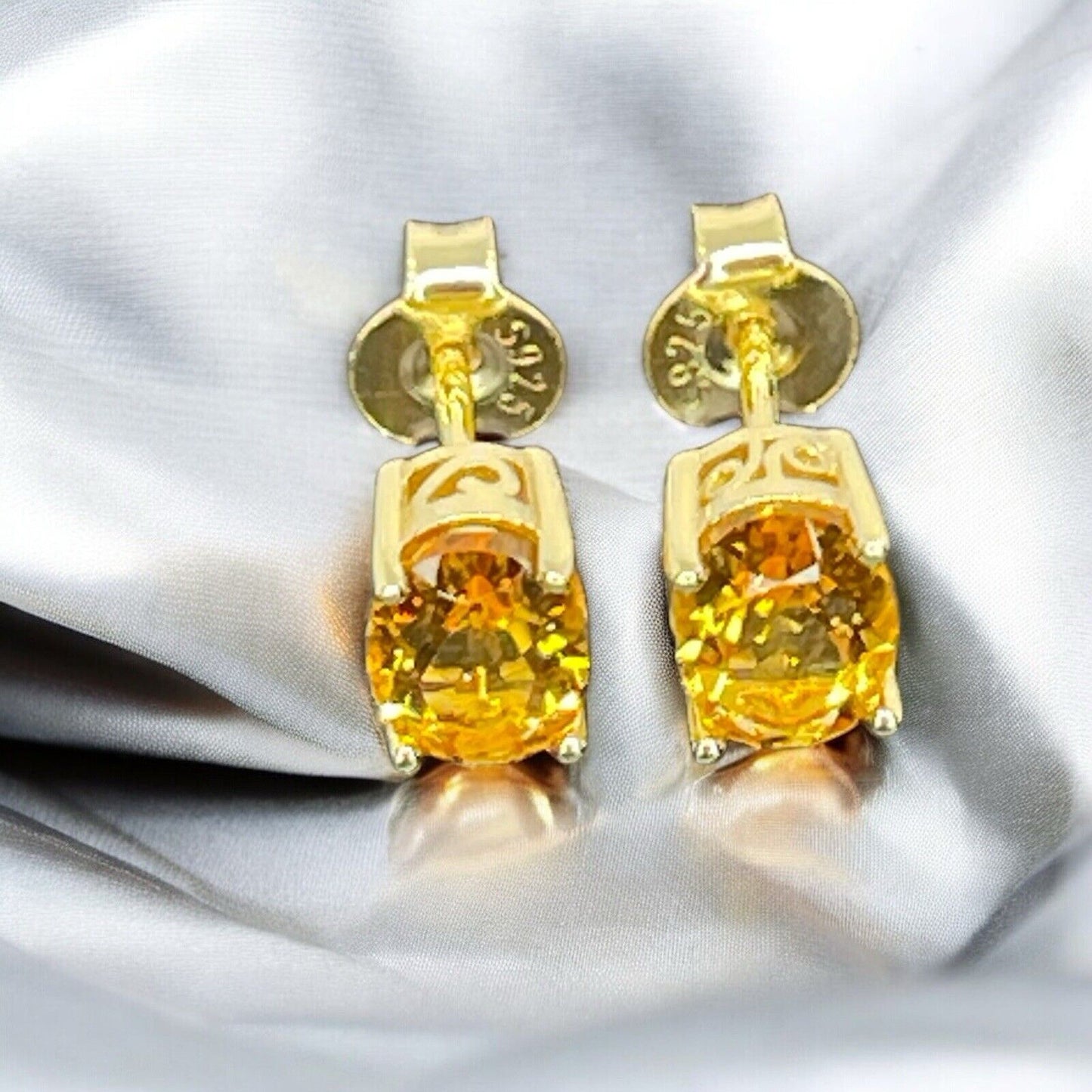 LUXY Gems Natural Citrine 18K Gold Vermeil Stud Earrings (1.4 ct.) Luxury Trendy