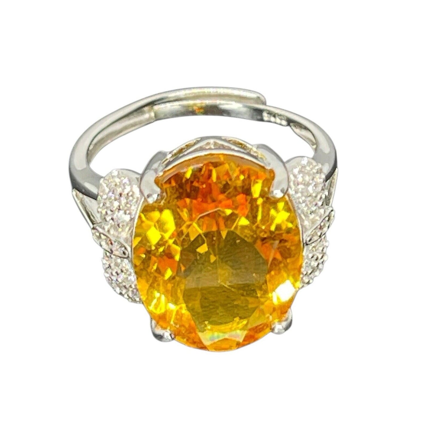 LUXY Gems Natural Citrine (10 cts) Sterling Silver Ring Luxury Fashion (Sz 6-10)