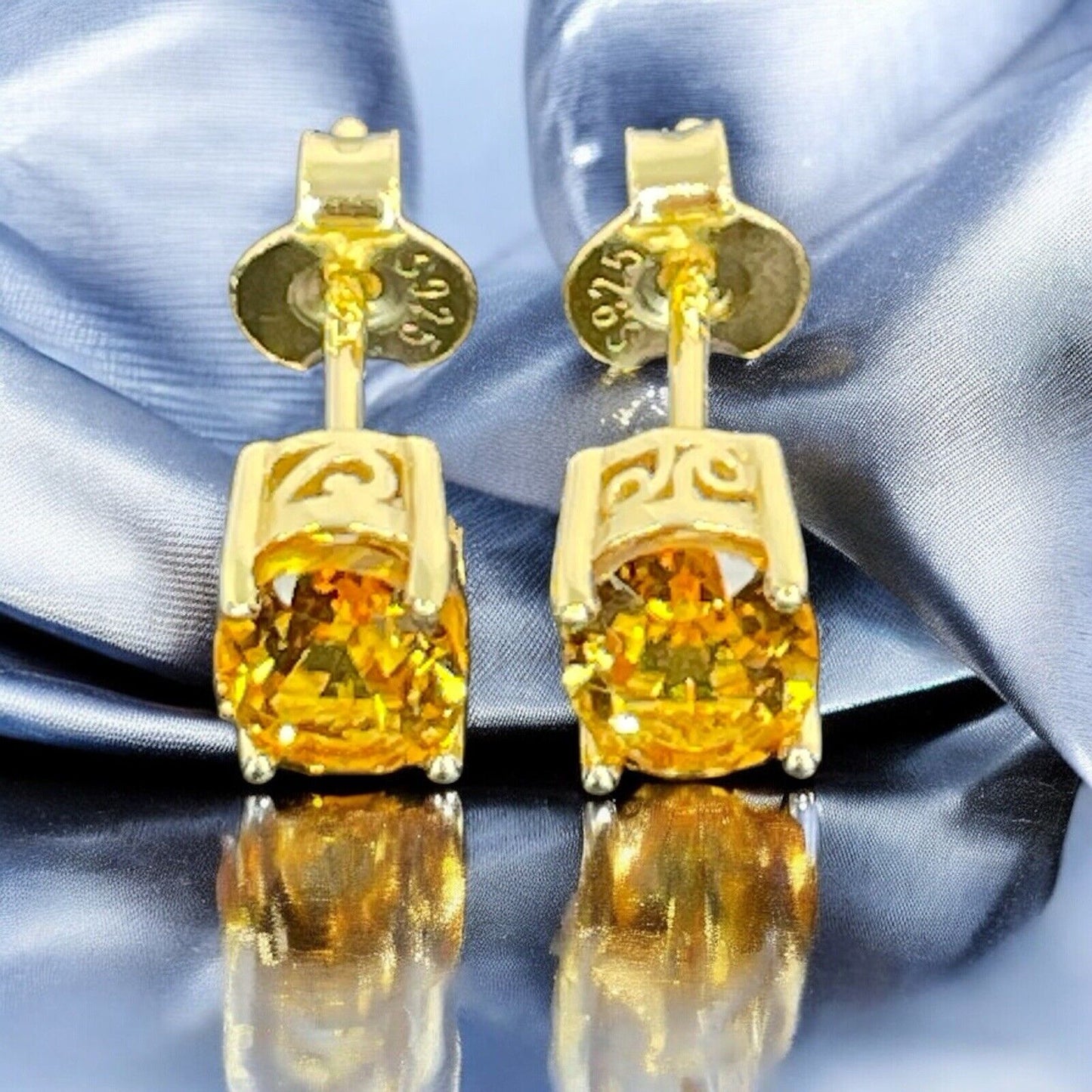 LUXY Gems Natural Citrine 18K Gold Vermeil Stud Earrings (1.4 ct.) Luxury Trendy