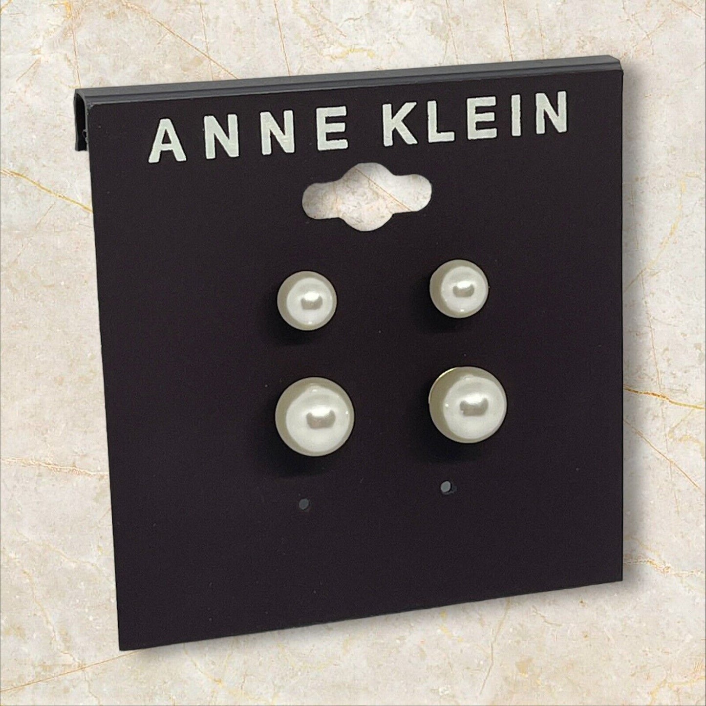 Anne Klein Gold Tone Faux Pearl Earrings (2pc Set) Elegant Fashion Stunning Chic