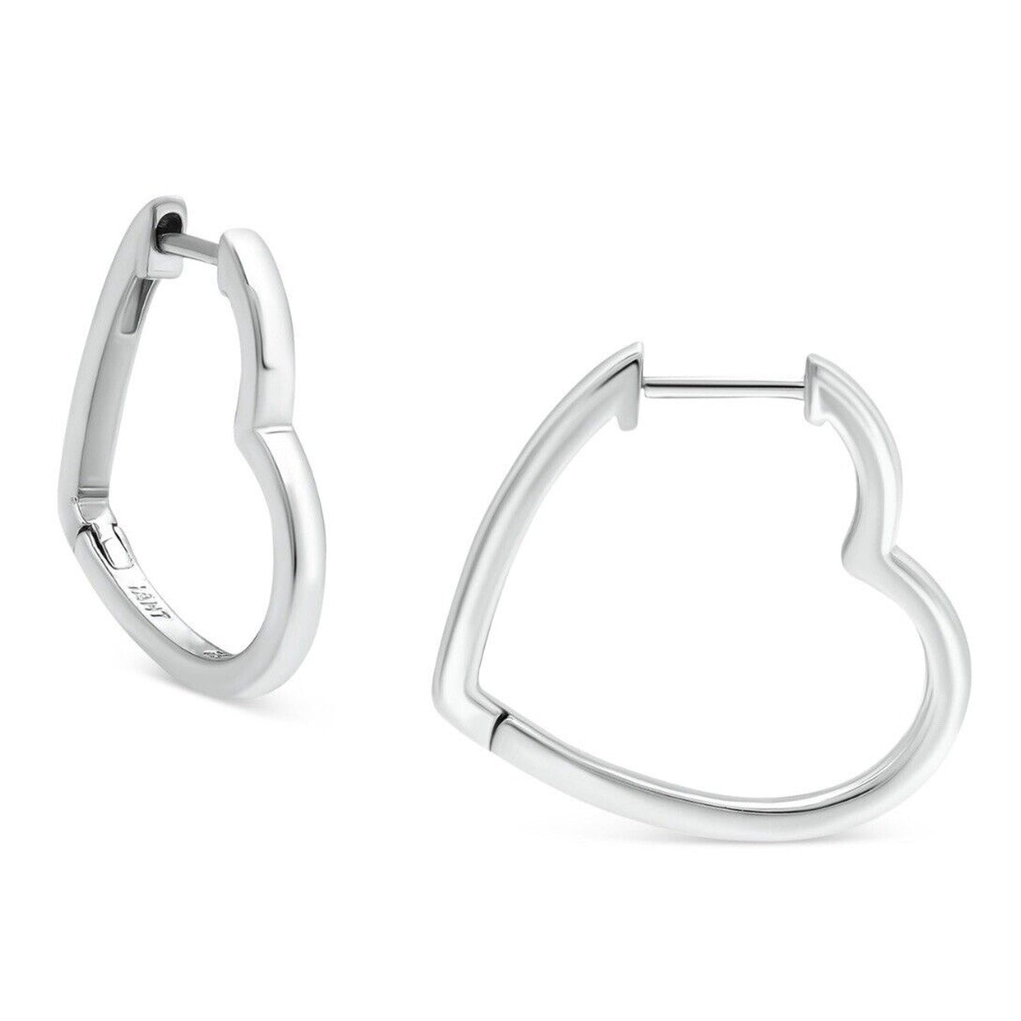 Sterling Silver Heart Hoop Earrings Chic Trendy Fashion Stylish Minimal NWT Vday