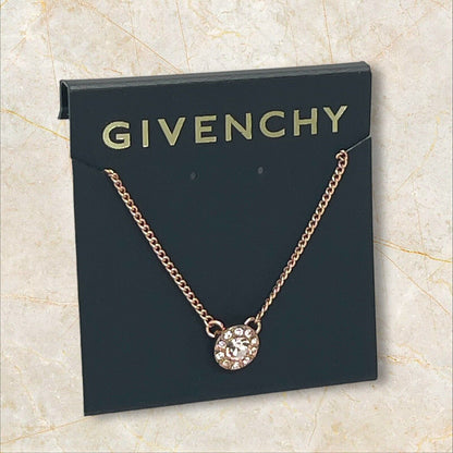 Givenchy Rose Gold Plated CZ Necklace Luxury Designer Cuban Chain Fashion Trendy