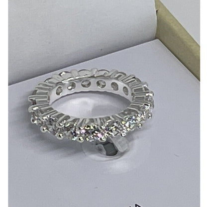 Silver Plated CZ Band Ring (Sz 6) Chic Stunning Elegant Fashion Style Trendy NWT