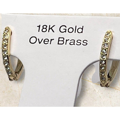 18K Gold Plate CZ Oval Hoop Earrings Chic Stylish Fashion Everyday Wear Minimal