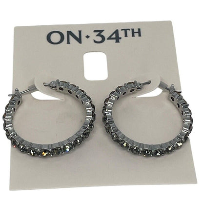 Silver Tone Crystal Hoop Earrings Elegant Chic Style Fashion Stunning Style NWT