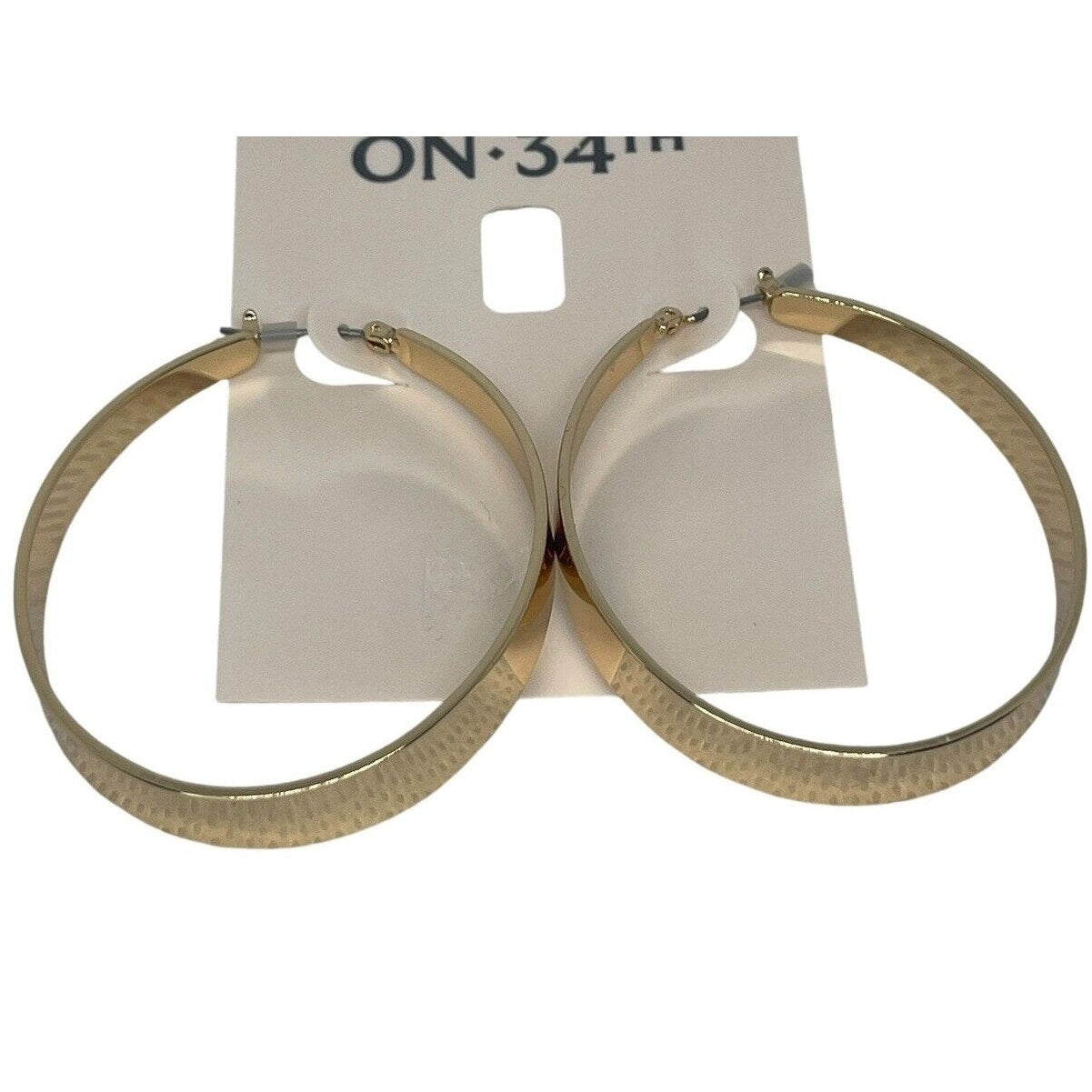 Gold Tone Oval Hoop Earrings Fashion Stylish Chic Trendy Cocktail Statement NWT