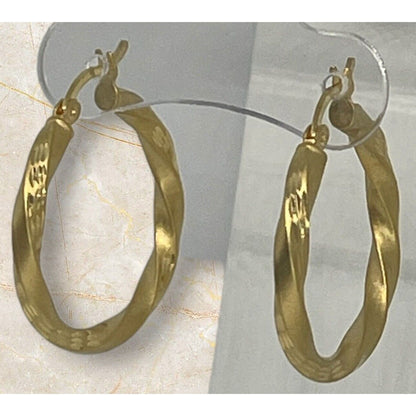 14K Gold Vermeil Satin Twist Hoop Earrings Trendy Elegant Chic Fashion Style NWT