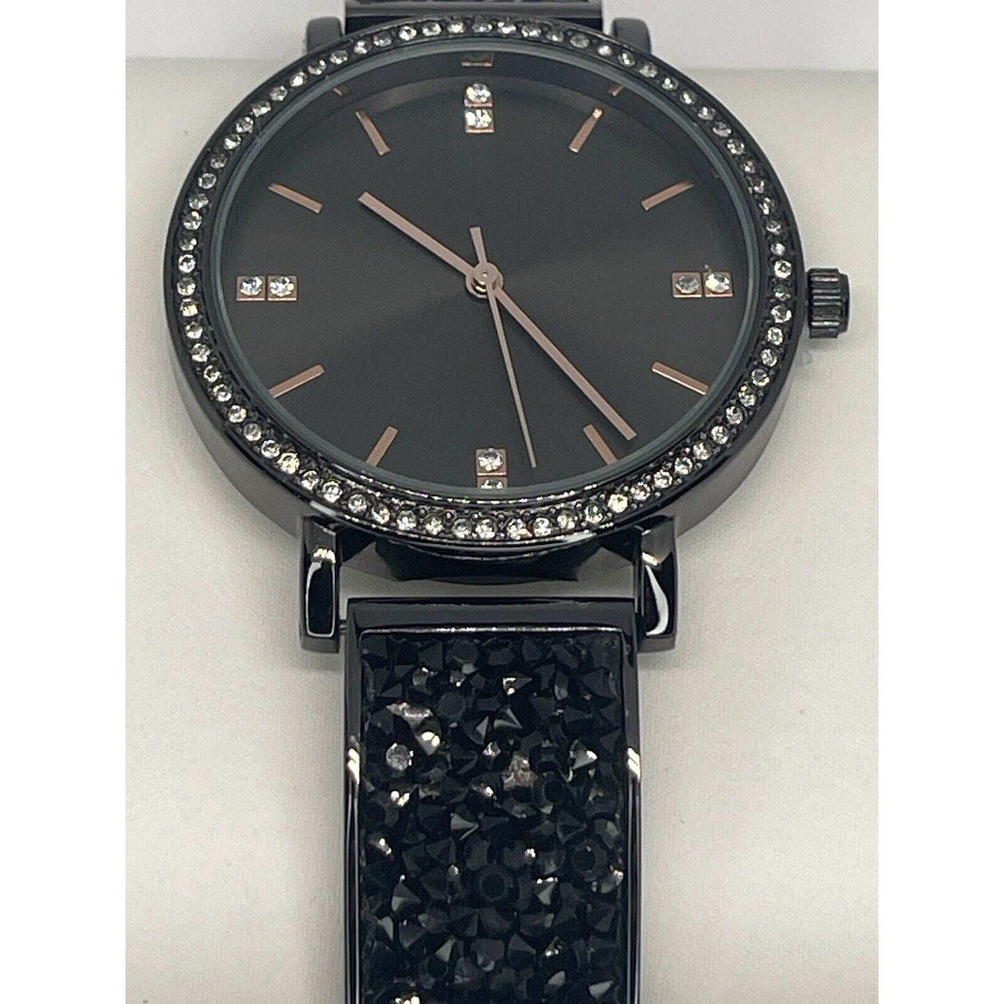 Black Tone Crystal Watch Druzy Stone Women's Trendy Fashion Stunning Style Vday