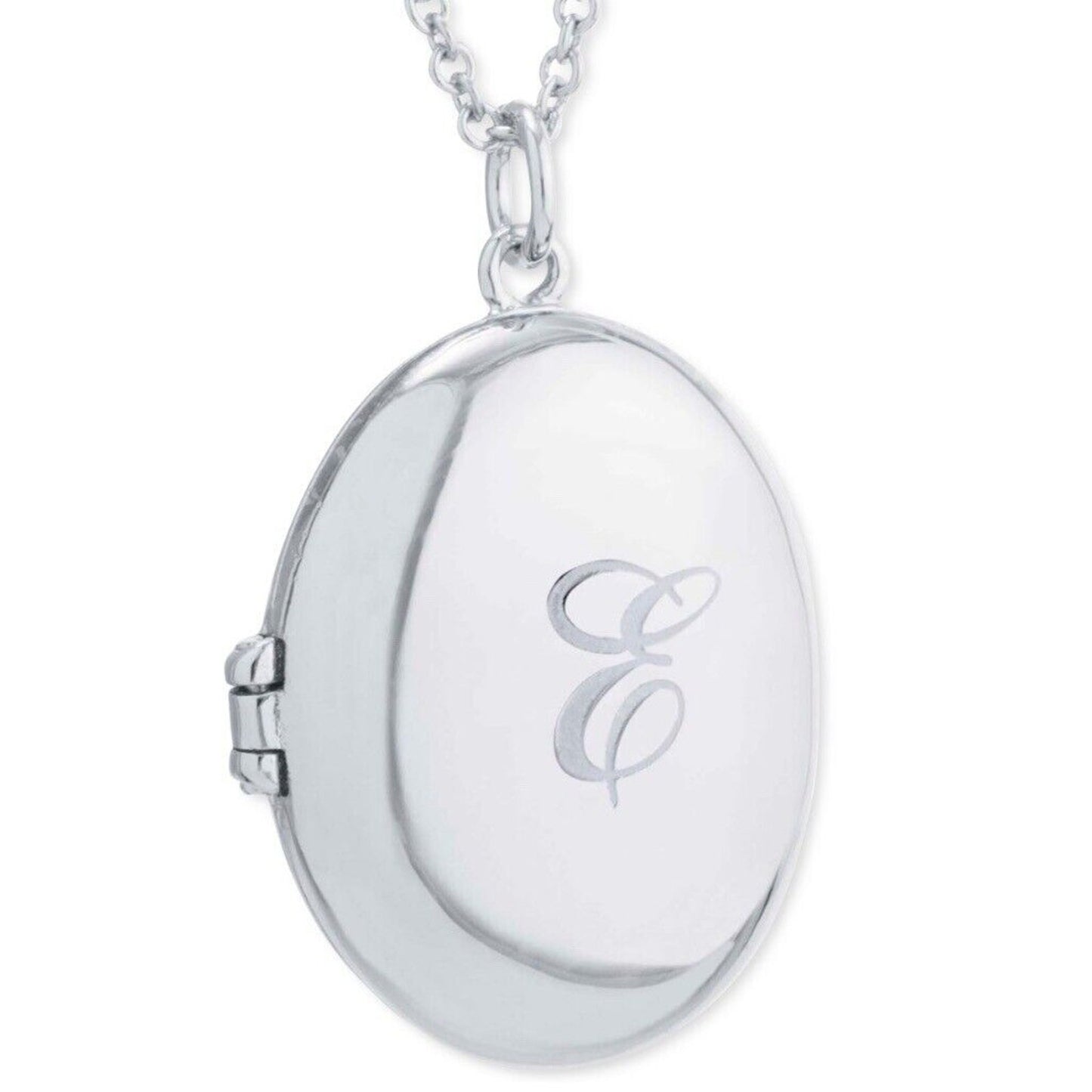 Sterling Silver 'E' Initial Locket Pendant Necklace Style Elegant Fashion Luxury