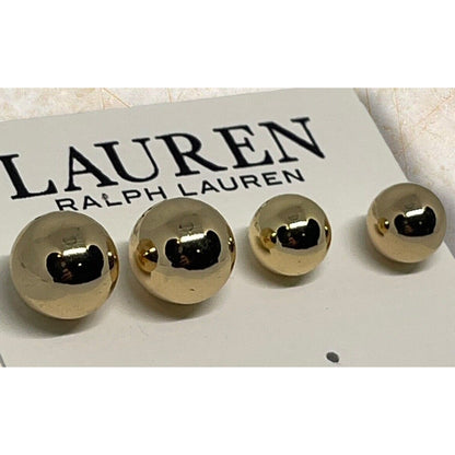 Ralph Lauren Gold Tone Ball Earrings (2pc Set) Fashion Shiny Chic Trendy Stylish