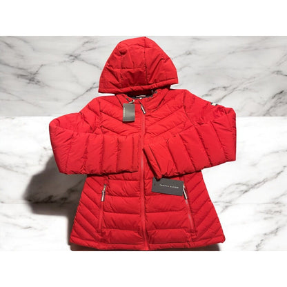 NWT Tommy Jeans Hilfiger Puffer Ski Coat Jacket THFlex Outerwear (Sz S) Crimson