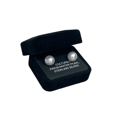 Pearl Earrings (8mm) Sterling Silver Chic Elegant Women's Fashion Style Stunning