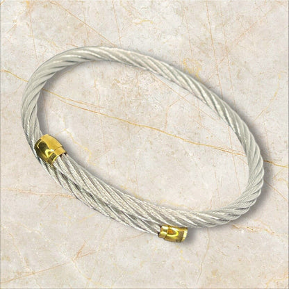 Charriol Two Tone Cable Bypass Bracelet Stainless Steel Luxury Designer Elegant