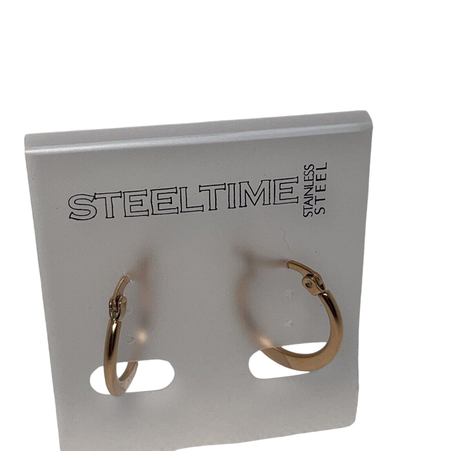 Gold Tone Stainless Steel Hoop Earrings 1" Fashion Everyday Wear Elegant Minimal