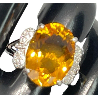 LUXY Gems Natural Citrine (10 cts) Sterling Silver Ring Luxury Fashion (Sz 6-10)