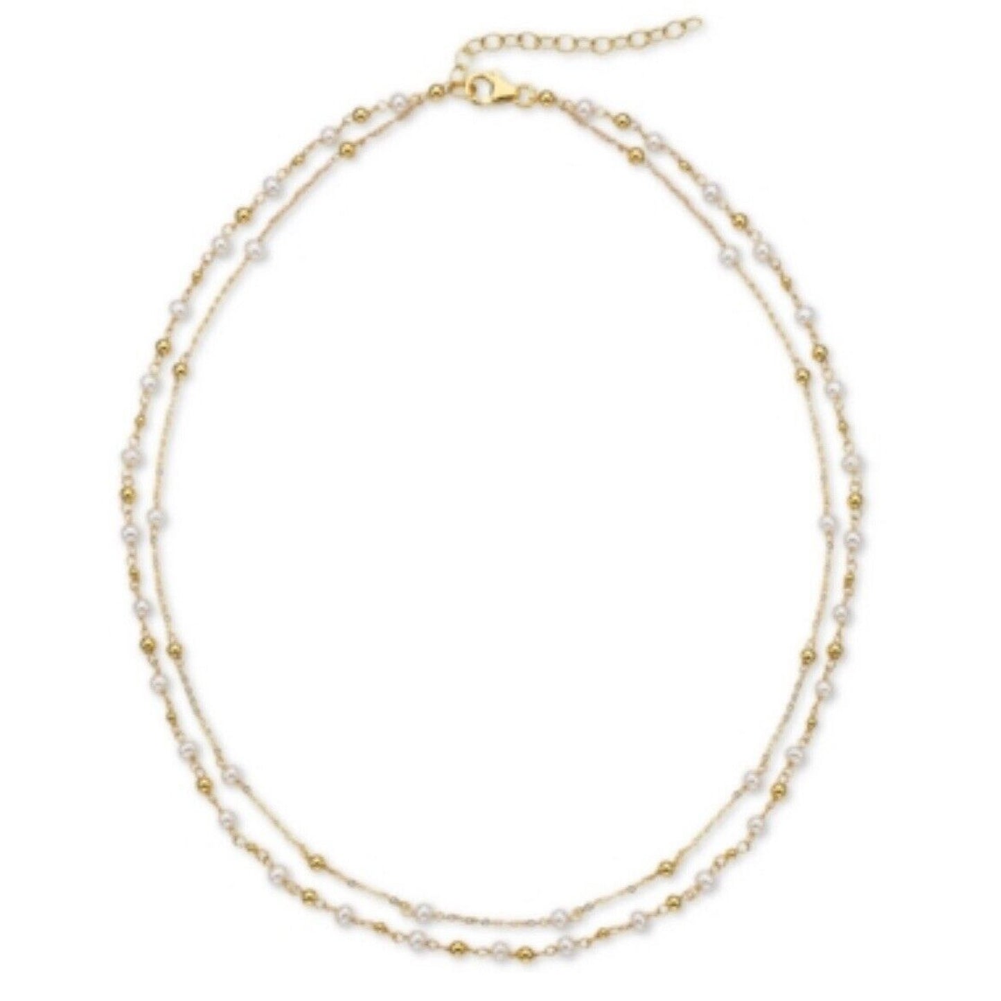 Pearl (3mm) 18K Gold Vermeil Necklace Layered Luxury Stylish Chic Trendy Fashion