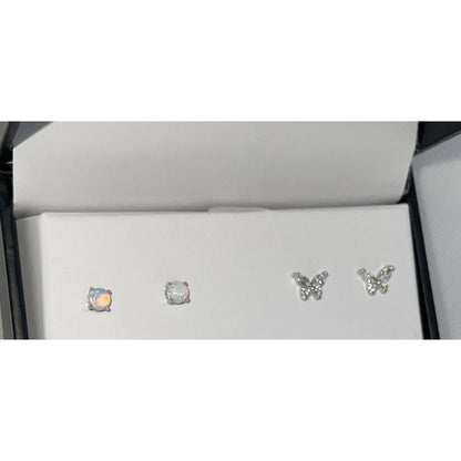 Sterling Silver Butterfly CZ Earrings (2pc Set) Chic Elegant Trendy Fashion NWT