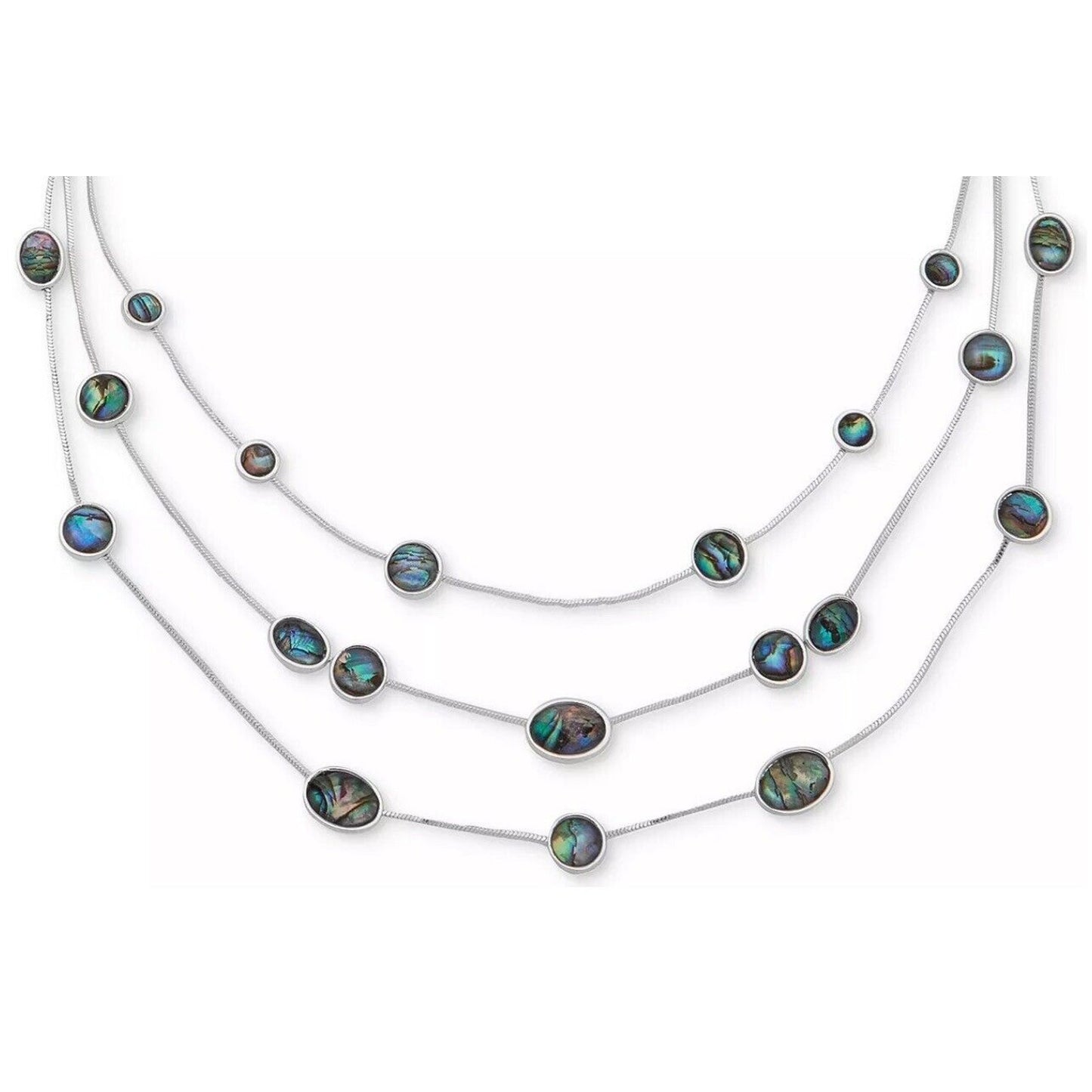 Anne Klein Silver Tone Abalone Stone Necklace Stunning Elegant Fashion Stylish