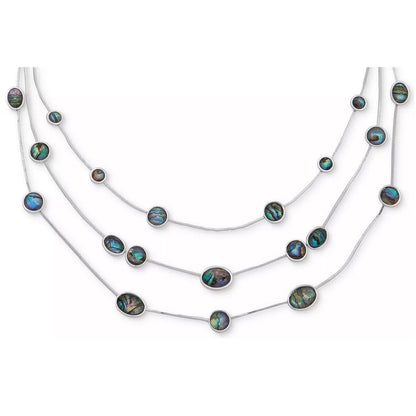 Anne Klein Silver Tone Abalone Stone Necklace Stunning Elegant Fashion Stylish