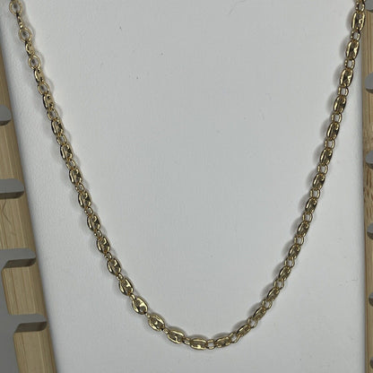 14K Gold Vermeil Tranciato Chain Necklace 18” (3mm) Elegant Stylish Fashion Chic