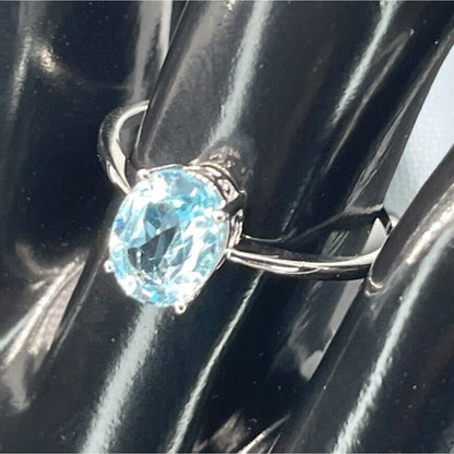 LUXY Gems Natural Blue Topaz Sterling Silver Ring (1.5 ct) Luxury Fashion (Sz 8)