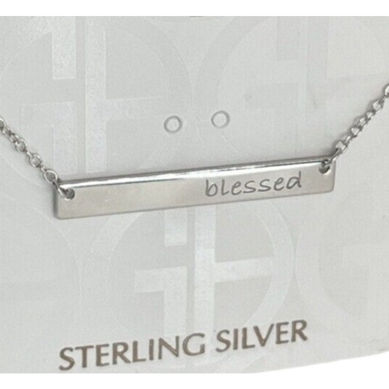 Sterling Silver Blessed Pendant Necklace Elegant Stylish Chic Fashion Trendy NWT