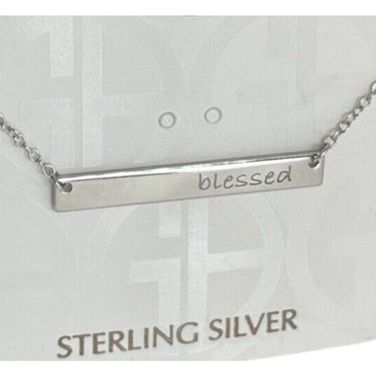 Sterling Silver Blessed Pendant Necklace Elegant Stylish Chic Fashion Trendy NWT