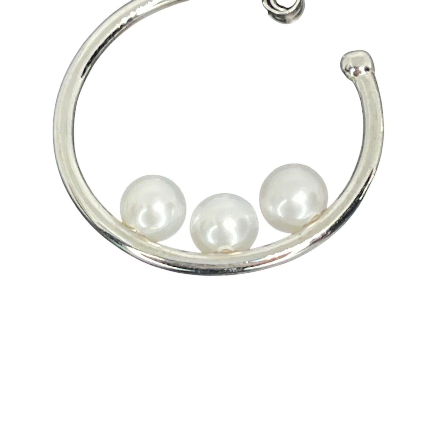 Pearl (4mm) Sterling Silver Hoop Earrings Stunning Stylish Luxury Trendy Fashion