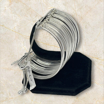 Silver Tone Multi Row Bolo Cuff Bracelet Chic Fashion Trendy Elegant Stylish NWT