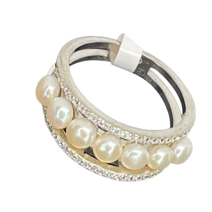 Pearl (4mm) Sterling Silver Ring Sz 7 Stunning Luxury Elegant Fashion NWT Vday