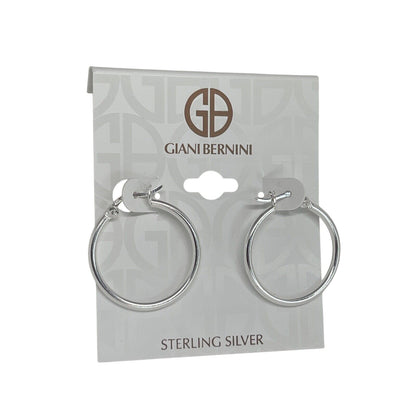 Sterling Silver Medium Hoop Earrings Chic Stylish Fashion Trendy Everyday Wear